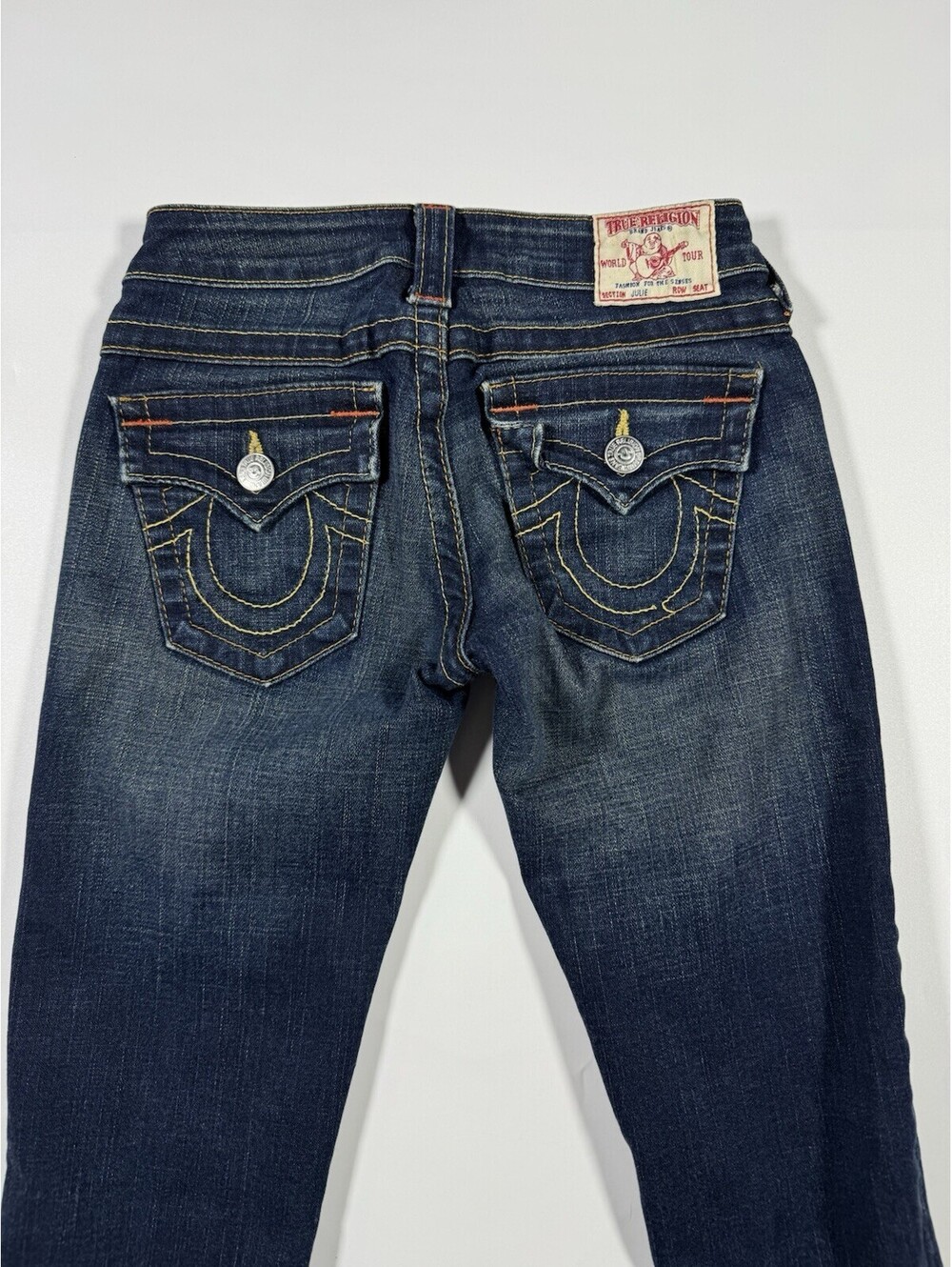 True Religion Skinny Womens Jeans Size 24 Low Rise Blue Dark Wash Y2K USA